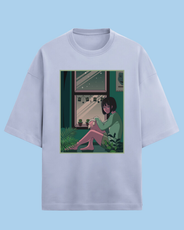 Animated Girl Design Unisex Terry Oversized T-shirt